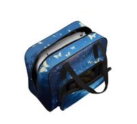 COEQINE Sewing Machine Storage Case Travel Ready Tote with Starry Sky White Butterfly Print Big Capacity Organizer for Craft Enthusiasts