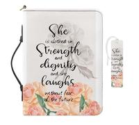 COEQINE She Reads Truth Bible Cover Case for Women Leather Bookmark Portable Chutch Handbag with Handle Bible Accessorie Fits Standard Size Bible 10.6x7.5x2 Travel Office Handbag for Woman
