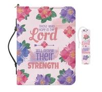 COEQINE She Reads Truth Bible Covers Case for Women Soft Cover Leather Bookmarks Set, Pink Bible Cases for Woman Waterproof Large Size Soft Pu Zipper Handbag with Storage Pockets Pen Slots,10.6x7.5x2