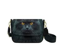 COEQINE Small Black Shoulder Bag for Women Leather Blue Cat Purses Woman, Hobo Bags Vintage Travel Sling Purse Multi Pockets