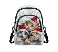COEQINE Small Christmas Purses For Women Travel Blue Snowflake Funny Cats Cell Phone Case Wallet Shoulder Bags For Teen Girls for Travel Portable Outfit