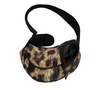 COEQINE Small Dog Carrier Sling Bag for Bike Hands-Free Cheetah Leopard Print Front View Cat Crossbody Purse With Safety Hook Jungle Adventure
