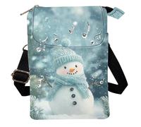 COEQINE Small Handbags Women Crossbody Funny Christmas Bags Snowman Light Blue Cell Phone Purse Wallet with Credit Card Slots for Womens Travel Handbags & Shoulder Bags
