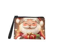 COEQINE Small Pouch with Zip Santa Claus Red Money Bag's for Coins, Cash & Notes Lightweight Soft Flannel Cash Handling, and Coin-Sorting for Women Girls Christmas Gifts