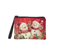 COEQINE Small Pouch with Zip Women Cosmetic Case Snowman Red Cute Small Wallet with Card Holder and Coin Purse Womens Kids Birthday Gifts