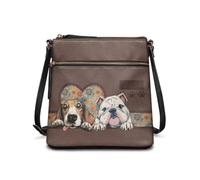 COEQINE Soft Leather Purses For Women Large Tote Bag Cute Bulldog Puppy Brown Bucket Bag Soft Leather Shoulder Bag Pet Themed Trendy Bag