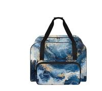 COEQINE Sturdy Blue Beach Wave Themed Craft Carry Case Travel Tote Bag Tear Resistant Material Adult Sewing Newcomers Sewing Machine Carrying Case