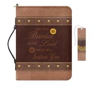 COEQINE Sunflower Bible Covers for Women Leather Bible Cases for Woman with Handles Stain Resisant Church Bag Waterproof Bookmark Stoage Pencil Phone Zipper Pocket Handbag Large