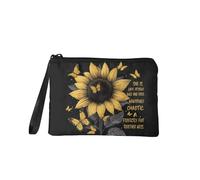 COEQINE Sunflower Butterfly Change Purses Fashion Wallet with Zipper Cute Coin Purse for Women Keychain Small Pouch Mini Tote Bag Handbag Card Holder Organizer