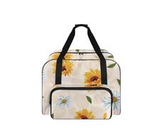 COEQINE Sunflower Daisy Sewing Machine Case with Pockets and Handles Portable Sewing Kit for Adults Heavy Duty Travel Organizer for Travel Ladies Women