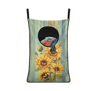 COEQINE Sunflower Dirty Clothes Door Hanging Laundry Bag,Green Wool Butterfly Pattern Hanging Door Laundry Storage Bag Lightweight Waterproof Dortable