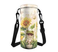 COEQINE Sunflower Frog Water Bottle Carrier Bag for Kids School Water Bottle Carrier Bike Bag with Shoulder Strap Lightweight Hiking Travel Outdoor Drink Sling Bag Birthday Gifts