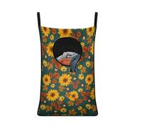 COEQINE Sunflower Hanging Laundry Bag,Fall Maple Leaf Green Print Dirty Clothes Door Hanging Laundry Bag Waterproof Lightweight Washable Hanging Door Laundry Bag Stain Resistant
