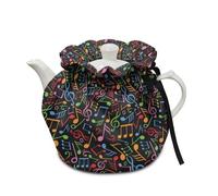 COEQINE Tea Cozy For Teapot Dust Cover Large Capacity Machine Washable Durtable Rainbow Music Note Print Tea Cozy Cover for Home Decor