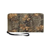 COEQINE Thin Wallet for Men Leather Waterproof Dead Leaves Print Cell Phone Purse with Credit Card Slots for Man