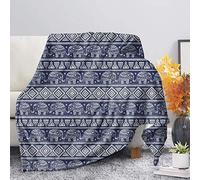 COEQINE Throw Blankets for Couch Boho Elephant Pattern Blanket Flannel Soft Cozy Lightweight Throws for Living Room