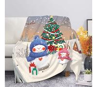 COEQINE Throw Blankets for Couch Christmas Flannel Ultra Soft Lightweight Travel Blanket for Bed Reversible Bed Throw Blanket Print Snowman Christmas Tree