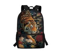 COEQINE Tiger Head Printed Boys Bookbag Age 6-8 Kids School Backpacks Durtable Padded and Front Zipper Pocket Big Smooth Zipper Kids Bookbag for Elementary Middle-School Laptop Daypack,17x11x5 In