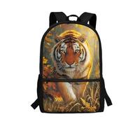 COEQINE Tiger Head Toddlers Backpack for Boys 4-6 Years School Bag For Boys 6-8 with Water Bottle Holder Non Slip Easy to Clear Kids Bookbag with Adjustable Shoulder Strap,17.3x11x5.1 Inch