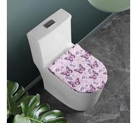 COEQINE Toilet Lid Cover Pink, Vivid Butterflies With Stretch Edge Non Slip For Women Home Bathroom Toilet Seat Cover Lid Dust Cover Dortable
