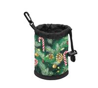 COEQINE Treat Bag for Dog Training Birthday Party Puppy Train Treats Pouch Drawstring Christmas Purse Candy Cane Print for Pet Travel Outdoor