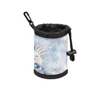 COEQINE Treat Pouches For Pet Training Clip On Small Christmas Purses for Women Who Like Dogs Light Blue Snowman Rabbit Print Pet Feed Snack Reward