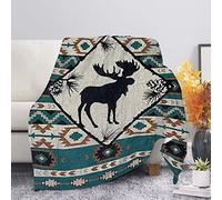 COEQINE Tribal Deer Print Throw Blankets for Girls Boys Kids Lightweight Warmth Soft Cozy Blanket Flannel Reversible Bed Fleece Cozy Blankets for Couch Living Room