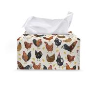 COEQINE Vintage Chicken Theme Rectangular Tissue Box Cover White, Floral Cute Animal Tissue Box Cover Rectangle Storage Cover For Home Decor
