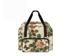 COEQINE Vintage Floral Sewing Machine Tote with Pockets and Handles Sew Kit Box with Supplies Storage Handbag for Travel Projects DIY Lover