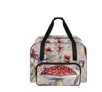 COEQINE Vintage Mushroom Sewing Machine Carry Case for Women Travel Portable Tote Purse for Woman Craft Supplies Organizer for DIY Lover Suitable for Most Standard