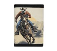 COEQINE Wallet for Boys Lightweight Money Organizer With Pocket for Card Small Trifold Coin Bags for Toddle Boys Teenager, Cowboy Black Horse