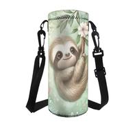 COEQINE Water Bottle Carrier Bag Case, Insulated Neoprene Holder Cover 1000ML with Adjustable Shoulder Strap, Sling Sleeve Pouch for School Stainless Steel/Glass/Plastic Bottles, Cute Sloth