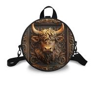 COEQINE Waterproof Fanny Pack for Women Highland Cow Leather Cell Phone Crossbody Bag with Strap Circular Lightweight Shoulder Bag with Straps for Women Girls
