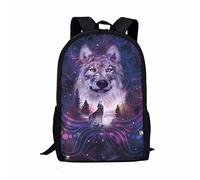 COEQINE Wolf Print Kids Student Backpack School Book Bag Casual Daypack Adjustable Shoulder Strap 17 Inch Back to School