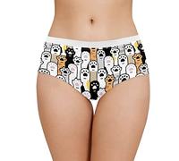 COEQINE Women Breatheable Underwear Regual Plus Size White Lace Waist for Female Print Briefs, Cute Animal Paw Print Summer Lingerie Size S