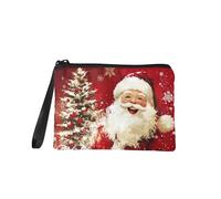 COEQINE Women Wallets Small Red Santa Claus Christmas Tree Pattern Coin Purse Wallet with Zipper and Soft Flannel Fabric Small Pouch for Womens Girl Birthday Gifts