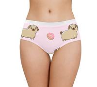 COEQINE Women's Fit Plus Size Underwear, Pink Female Soft Elastic Lingerie Summer Soft Breathable Panties With Cute Dogs Donut Print Underpant Size L