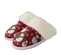 COEQINE Womens Slippers House Shoes Women Red Snowman Christmas Slippers for Woman Cozy Fluffy with Memory Foam Anti-Skid Sole House Footwear Indoor and Outdoor Size 11
