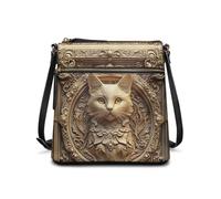 COEQINE Women'S Tote Bag Vintage Leather Crossbody Bags For Woman Cat Waterproof Bucket Handbag Suitable For Shopping Office School Classic Design