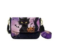 COEQINE Women'S Tote Bag with Srap Black Cat Crossbody Purses for Woman Adjustable Crossbody Bag with Zipper Closure and Soft Leather Fabric
