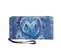 COEQINE Women's Wallets Couple Dolphin Case Wallet Credit Card Holder Protective Slim PU Leather Coin Purse Clutch Wristlet Wrist Strap