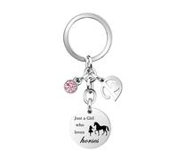 COEROW Horse Key Rings Initial Letters Pendant Just A Girls Who Loves Horse Horse Key Chains for Women Girls Granddaughter (D)