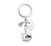 COEROW Horse Key Rings Initial Letters Pendant Just A Girls Who Loves Horse Horse Key Chains for Women Girls Granddaughter (W)