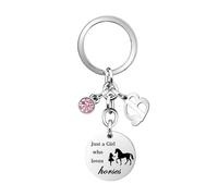 COEROW Horse Key Rings Initial Letters Pendant Just A Girls Who Loves Horse Horse Key Chains for Women Girls Granddaughter (B)