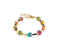 Coeur De Lion Boho Sunset Cube Rainbow Gold Tone Bracelet 0.6cm, 18.5cm + 3cm