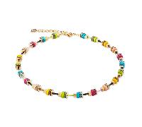 Coeur De Lion Boho Sunset Cube Rainbow Gold Tone Necklace 0.6cm, 42cm + 6cm