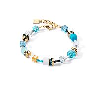 Coeur De Lion Couer De Lion Geocube Iconic Turquoise Gold Tone Bracelet 18.5+3cm