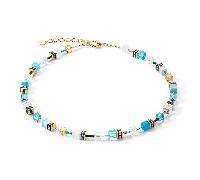 Coeur De Lion Couer De Lion Geocube Iconic Turquoise Gold Tone Necklace 42+6cm