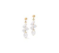 Coeur De Lion Dancing Crystals & Pearls Gold Tone Drop Earrings 1 x 3cm