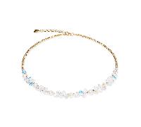 Coeur De Lion Dancing Crystals & Pearls Gold Tone Necklace 1cm, 42cm + 6cm